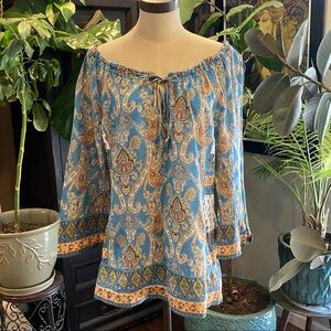Lucky Brand Boho Paisley peasant tunic top